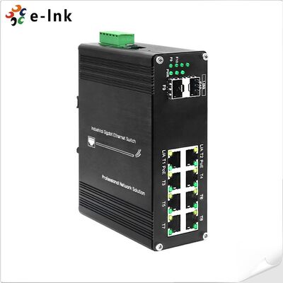 Mini Industrial 8-Port PoE Gigabit Ethernet Switch with 12~48VDC Power Input DIN Rail & Wall Mounting