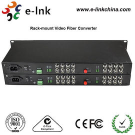 19" 1U Rackmount CCTV Fiber Optic Media Converter 2Channel Forward Audio RJ45 Connector