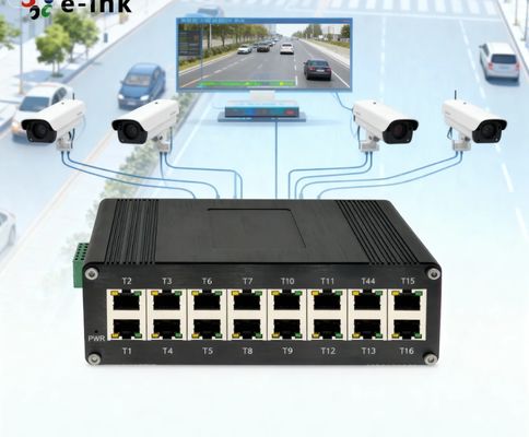 Industrial 16-Port 40Gbps Gigabit Ethernet Switch with VLAN Support DIN-Rail Mount Aluminum Alloy Housing for Harsh Environments