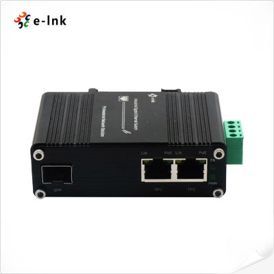 Mini Industrial PoE Media Converter Gigabit SFP Fiber 10/100/1000Mbps PoE 30W per Port Output