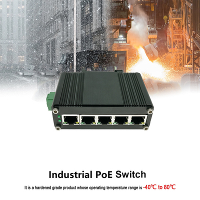 DIN Rail Industrial Ethernet POE Switch 4 Port 10/100TX PoE IP40 Rugged