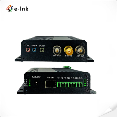 1Ch bidirezionale 3G-SDI con loop-out + 1Ch Tally + 2Ch bidirezionale RS485 o RS422 + 2Ch stereo audio + 1Ch microfono su convertitore a fibra