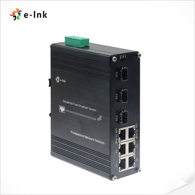 Montaggio industriale DIN-Rail 6 porte 10/100Base-TX + 3 porte 100Base-FX Interruttore PoE indurito