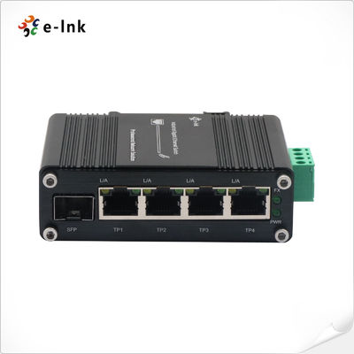 Mini Industrial 4-Port SFP Gigabit Ethernet Switch 12~48VDC Input di alimentazione DIN Rail & Wall Mounting