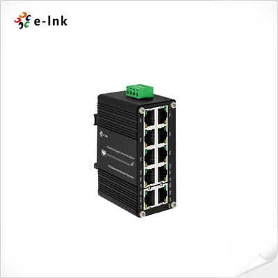 Industrial 10 Port Gigabit PoE Switch 8 PoE+ Ports 240W Total Budget Wide Voltage 12-48VDC IP40 Cassa metallica -40°C a 80°C Temperatura di funzionamento